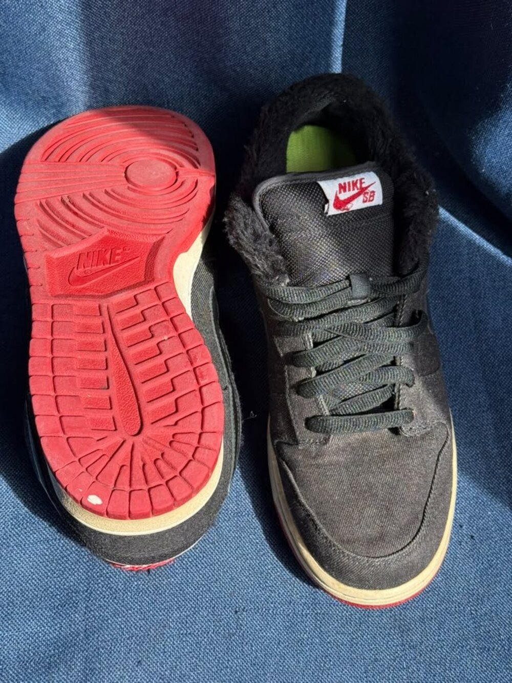Nike SB Dunk Low Premium Larry Perkins Black Denim Sneakers Mens Size 10.5